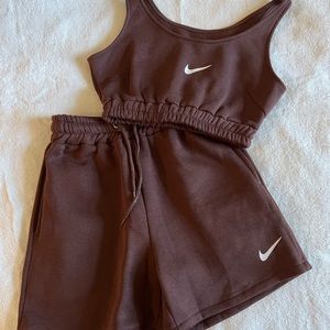 Chocolate Brown Nike Shorts/Bra Set. Size Large